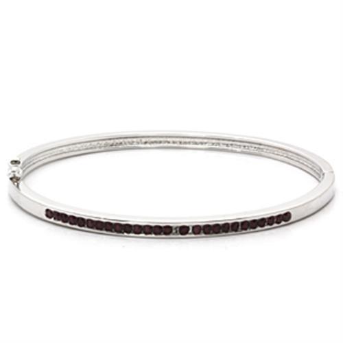 LO851 - Imitation Rhodium Brass Bangle with Top Grade Crystal in